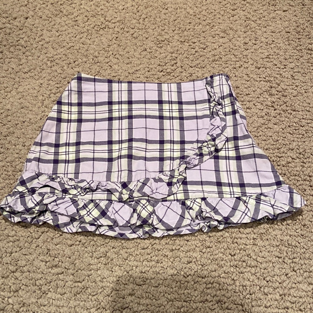 Almost New Janie & Jack Lavender Plaid Skirt with Ruffled Hem and Trim-Size 5